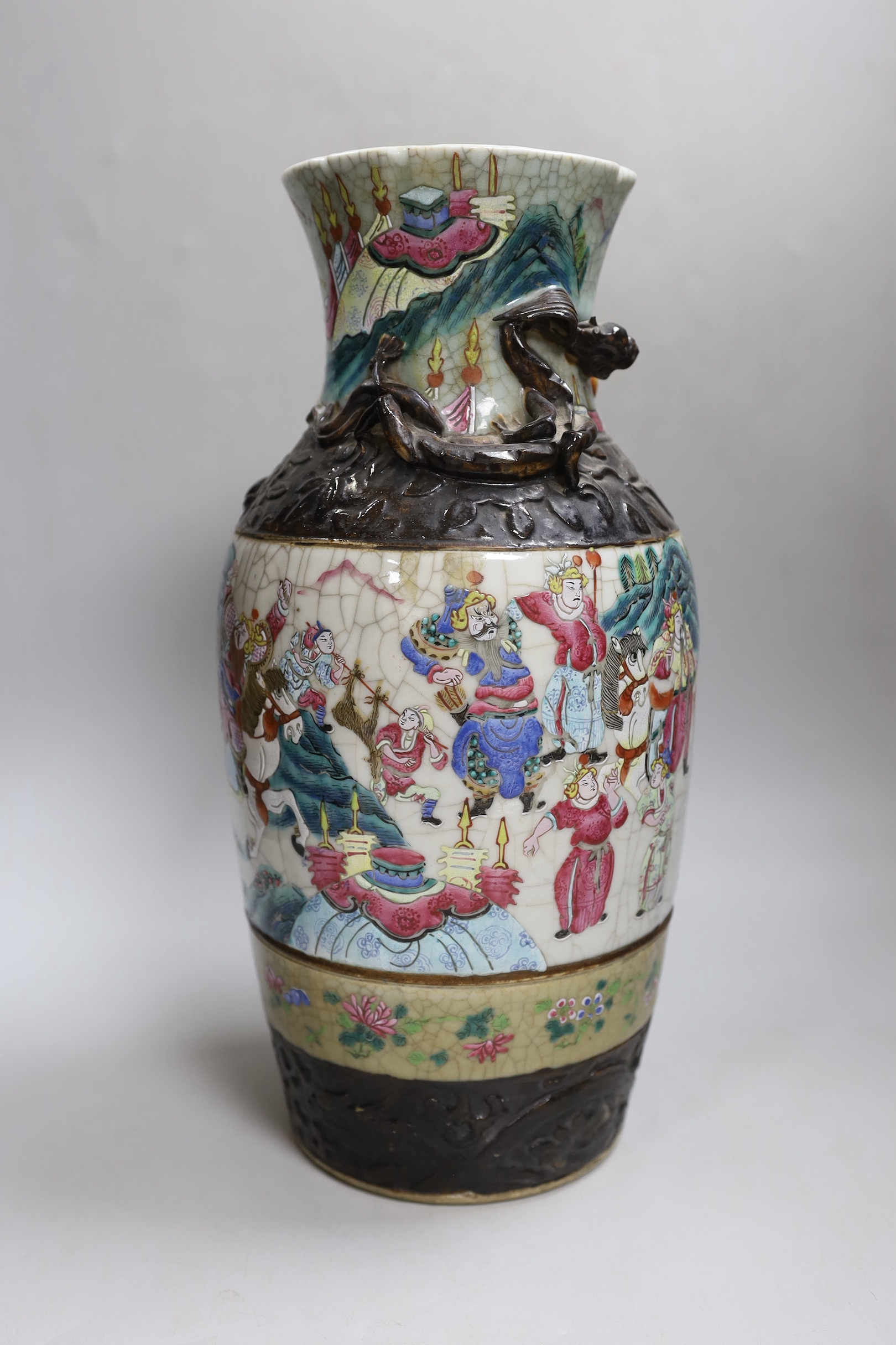 A Chinese famille rose crackle glaze vase, early 20th century, 36.3cm.